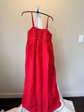 a new day Red Maxi Sundress with Smocked Bodice